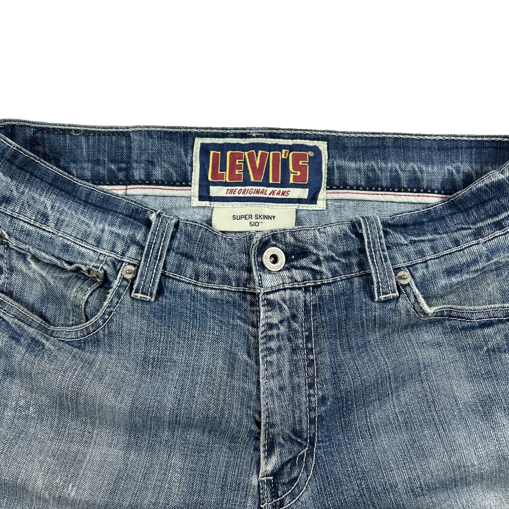 Levis 510 Super Skinny Jeans 32x32 Acid Wash Blue Denim Stretch Y2K Grunge 0875